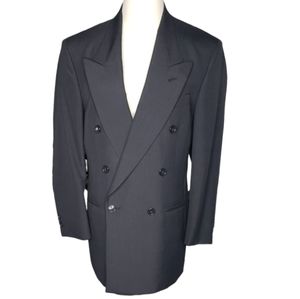 Pierre Cardin USA Glen Plaid Double Breasted  Wool Men's Blazer Quiet Luxury